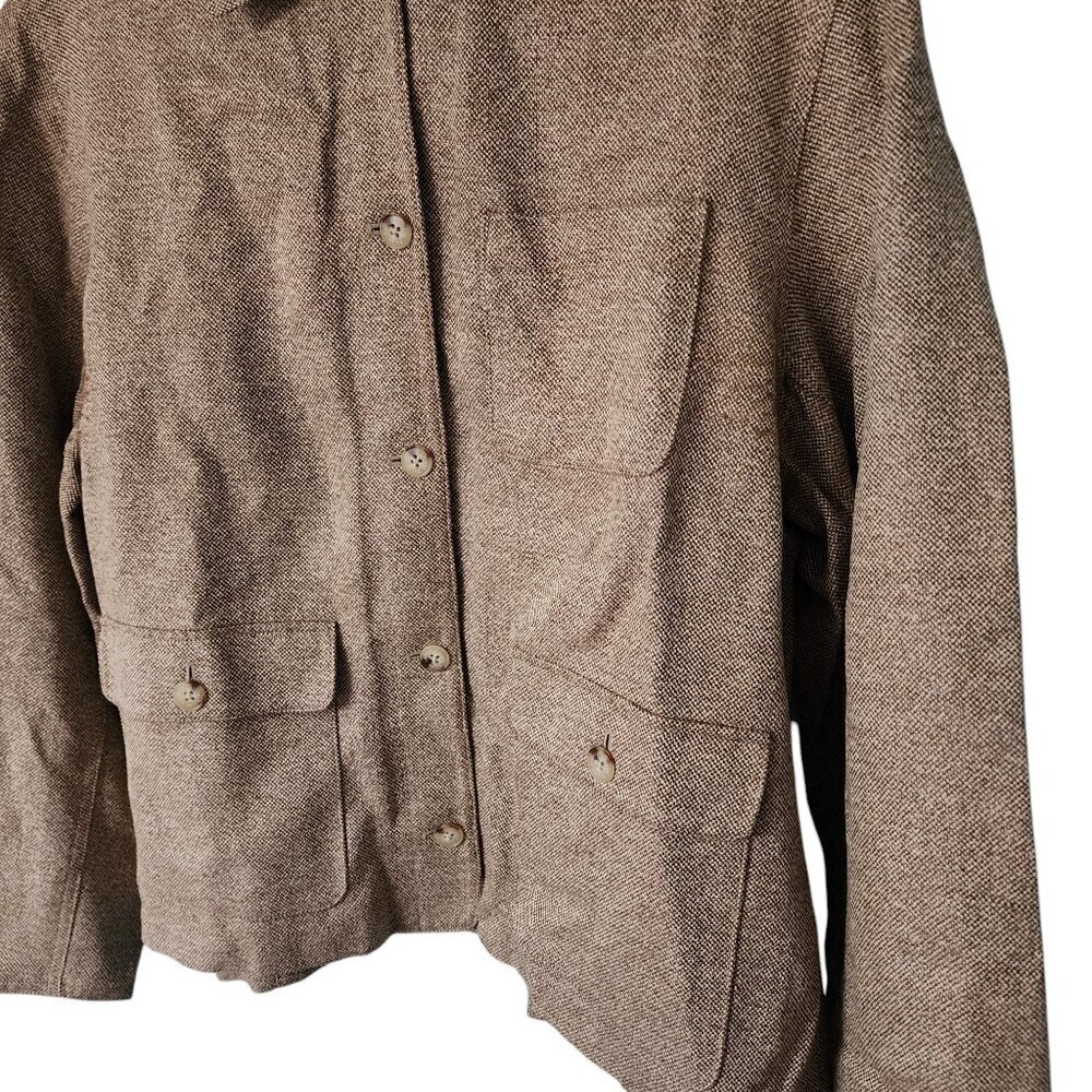 Lauren Ralph Lauren Silk Linen Wool Field Jacket – Brown Size 16 - Picture 2 of 5